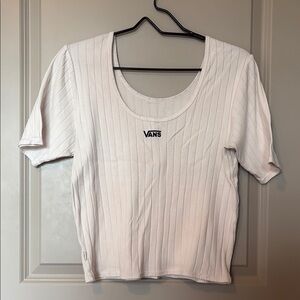 Vans White Ribbed Short Sleeve T-Shirt
